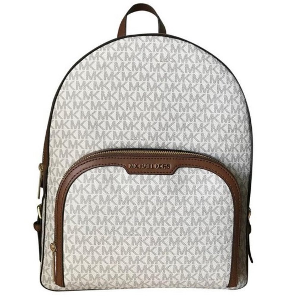 Michael Kors Jaycee Large Zip Pocket Backpack Vanilla